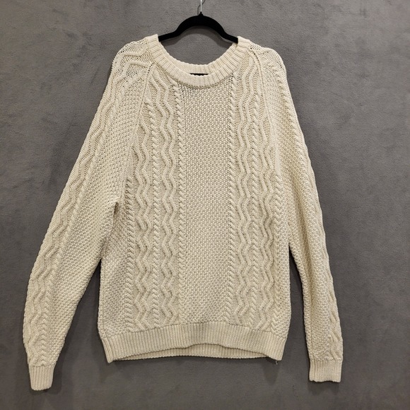 Abercrombie & Fitch Cable Knit Sweater Mens XLarge Fisherman Old Money Cozy Warm - Picture 1 of 7